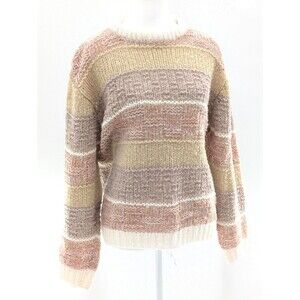 Sprint Sweater Vintage Acrylic Neutral Striped Colors Chunky Knit Size Medium